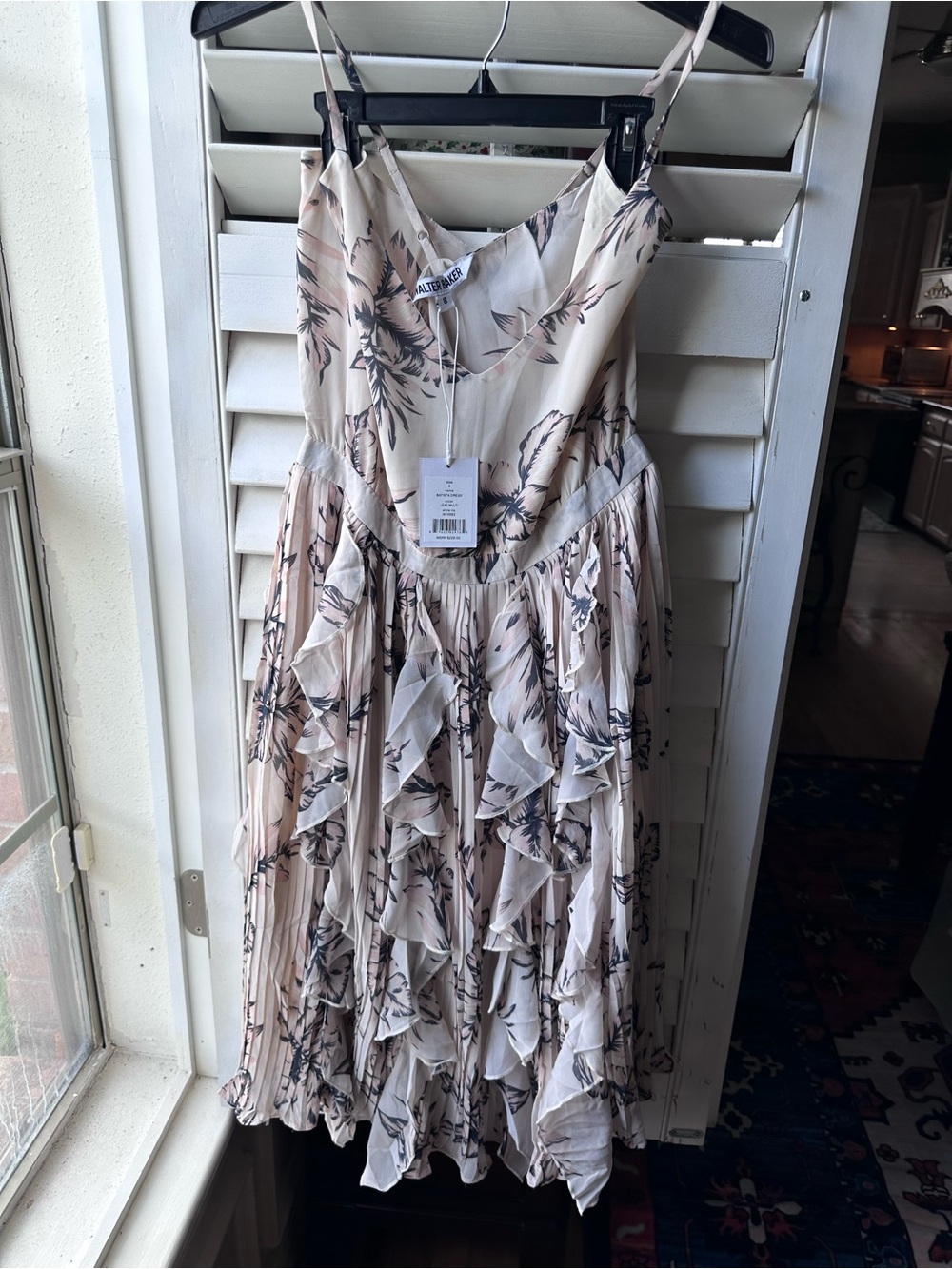 Walter Baker Ivory Floral Ruffle Midi Dress